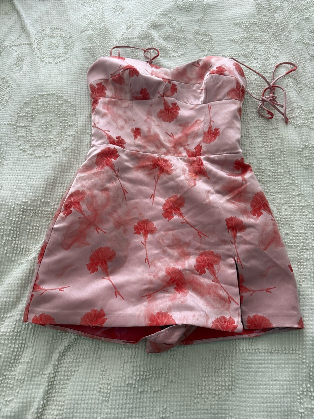 Amanda Uprichard Pink Strapless Floral Mini Dress